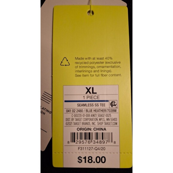 All In Motion Blue Heather Seamless Athletic T-Shirt Men's Size XL New w/ Tags - Picture 9 of 9